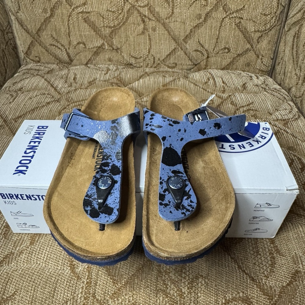Birkenstock Gizeh Kids BS Sprays Blue K13 Narrow NWT!